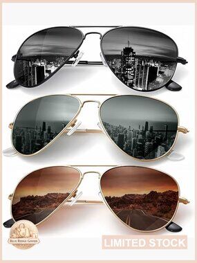 Classic Aviator Sunglasses Polarized Lens UV Blocking Retro Driving Style